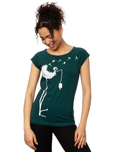 FellHerz Pusteblume Petrol - M - süßes Damen T-Shirt aus 100% Bio-Baumwolle Organic Cotton fair nachhaltig öko Laterne Löwenzahn Blume Mädchen türkis von FellHerz