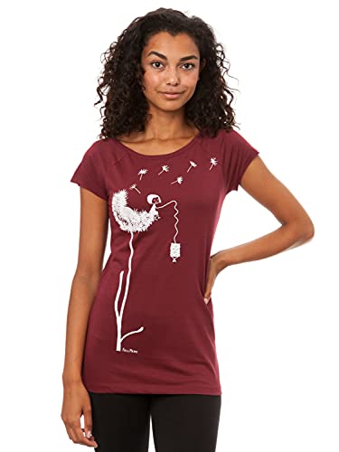 FellHerz Pusteblume dunkelrot - Damen T-Shirt Bio & Fair aus 100% Bio-Baumwolle und unter fairen Bedingungen hergestellt, nachhaltig, vegan, ökologisch (M) von FellHerz