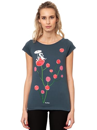 FellHerz Sundowner Bio & Fair & Vegan - Damen T-Shirt blau-grau aus 100% Bio-Baumwolle und unter fairen Bedingungen hergestellt (XL) von FellHerz