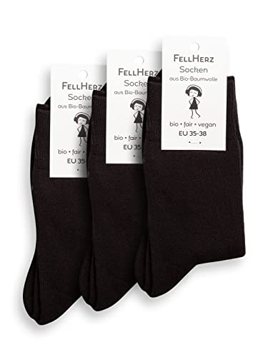 FellHerz Warme Kuschel-Socken mit Bio-Baumwolle (as3, numeric, numeric_39, numeric_42, regular, regular, 3er Pack Schwarz) von FellHerz