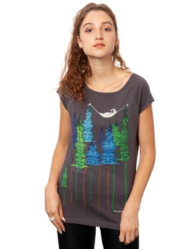 FellHerz Damen T-Shirt Wood Girl grau - Bio & Fair und Vegan (XXL) von FellHerz