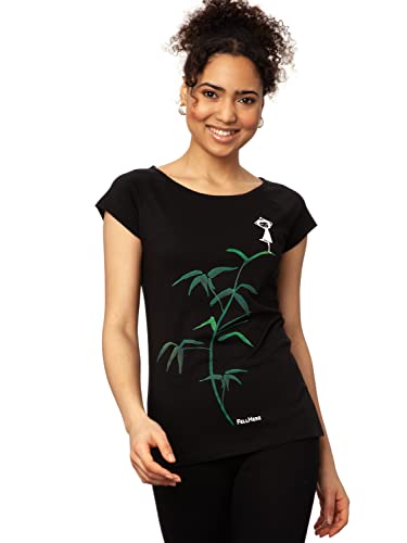 FellHerz Yogamädchen schwarz - L - Damen T-"Shirt aus 100% Bio-"Baumwolle Organic Cotton fair nachhaltig alternativ Bambus Pflanze Baum Mädchen Fee Sport von FellHerz