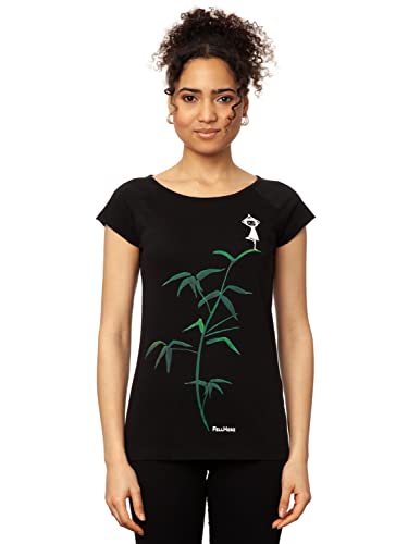 FellHerz Yogamädchen schwarz - L - Damen T-"Shirt aus 100% Bio-"Baumwolle Organic Cotton fair nachhaltig alternativ Bambus Pflanze Baum Mädchen Fee Sport von FellHerz