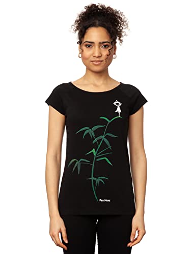 FellHerz Yogamädchen schwarz - M - Damen T-"Shirt aus 100% Bio-"Baumwolle Organic Cotton fair nachhaltig alternativ Bambus Pflanze Baum Mädchen Fee Sport von FellHerz