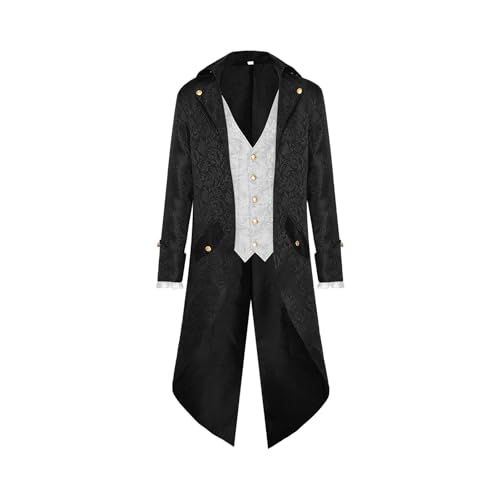 Fellflying Herren Steampunk Jacke,Viktorianische Jacke Herren | Frack Steampunk Jacke Gehrock | Gothic Cosplay Kostüm für Karneval Fasching Halloween von Fellflying