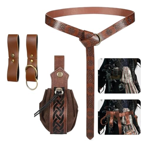 Fellflying Renaissance Gürteltaschen Set, Mittelalter Piraten Gürteltasche Komplettset Für Damen, Cosplay Umhängetasche Outfit Für Damen Erwachsene Convention Theaterbühne Fotoshooting Party von Fellflying