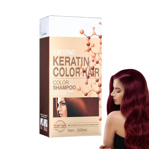 Weinrotes Haarfarbshampoo – Natürliches Haarfärbeshampoo, 6-in-1-Haarfärbemittel Deckt Graues Haar Ab, Langanhaltendes Farbshampoo Für Männer Und Frauen, Hält 30 Tage, 500 Ml von Fellflying