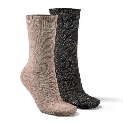 Fellhof Färbig 2-Pack 2709 Unisex Alpaka-Wollsocken, Braun/Schwarz, Gr. 43-46 von Fellhof