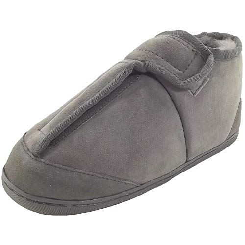 Fellhof Lammfell-Hausschuh Sanis Damen Herren Unisex Fell-Pantoffeln Klettverschluss Gesundheitsschuh Therapieschuh Winter & Sommer Naturprodukt atmungsaktiv (grau Gr.42) von Fellhof