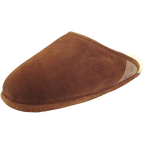 Fellhof Lammfell Hausschuh TRENDY Damen Herren Fell Pantoffeln für Winter & Sommer Hausschuhe aus ECHTEM Lammfell Naturprodukt atmungsaktiv (36/37 Braun) von Fellhof