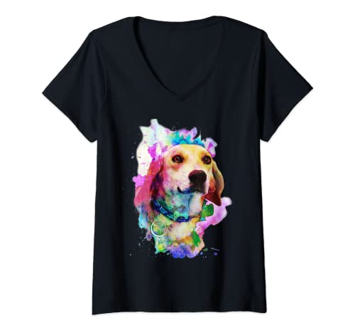 Damen Fröhlicher Hund Fellnasen Stuttgart T-Shirt mit V-Ausschnitt Damen Fröhlicher Hund Fellnasen Stuttgart T-Shirt mit V-Ausschnitt von Fellnasen Stuttgart