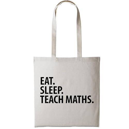 Fellow Friends - Maths Teacher Gift, Eat Sleep Teach Maths Tote Bag Long Handle Sand von Fellow Friends