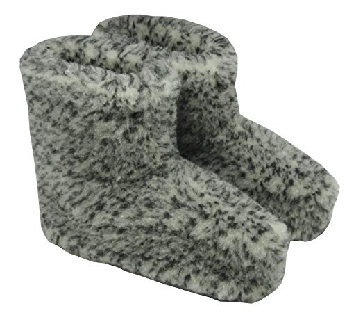 Felltrade Damen Herren Hausschuhe Hüttenschuhe Schafwolle (grau gepunktet, Numeric_45) von Felltrade