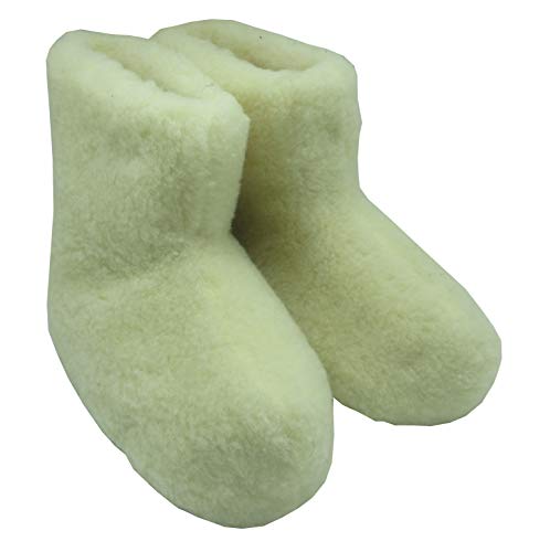Felltrade Damen Herren Hausschuhe Hüttenschuhe Schafwolle (wollweiß, Numeric_38) von Felltrade