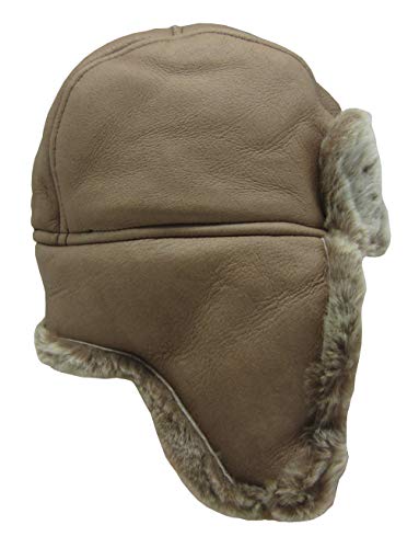 Felltrade Herren Lammfell Schaffell Fliegermütze Chapka Bomber Hut Cappuccino (M) von Felltrade