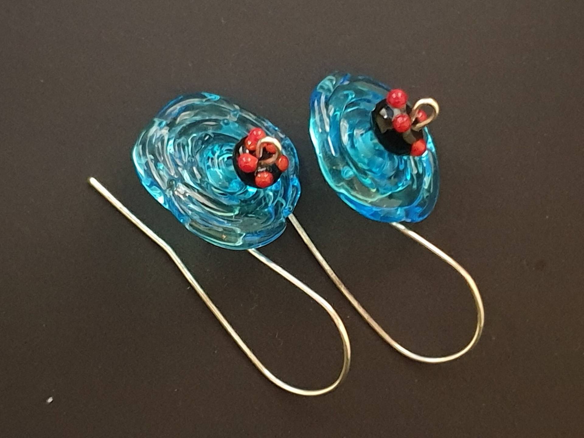 Lampwork Perlen Ohrringe/Murano Stil Glas Silberdraht von FeltAndBeadsBoutique