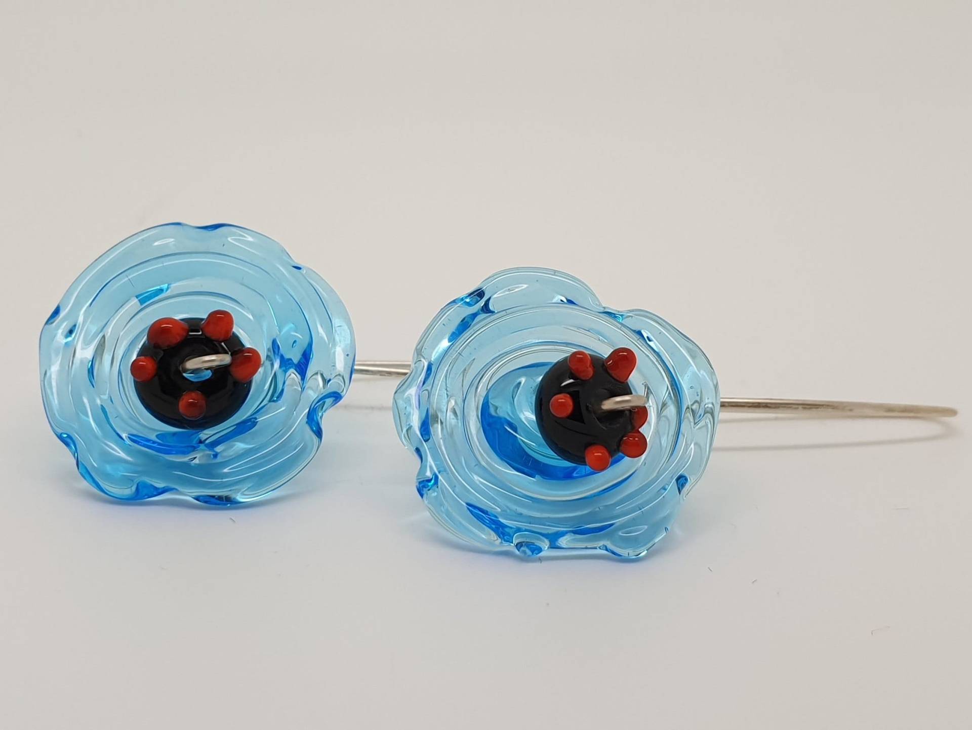 Lampwork Perlen Ohrringe/Murano Stil Glas Silberdraht von FeltAndBeadsBoutique