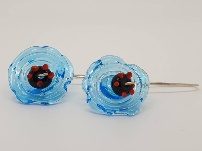 Lampwork Perlen Ohrringe/Murano Stil Glas Silberdraht Lampwork Perlen Ohrringe/Murano Stil Glas Silberdraht von FeltAndBeadsBoutique