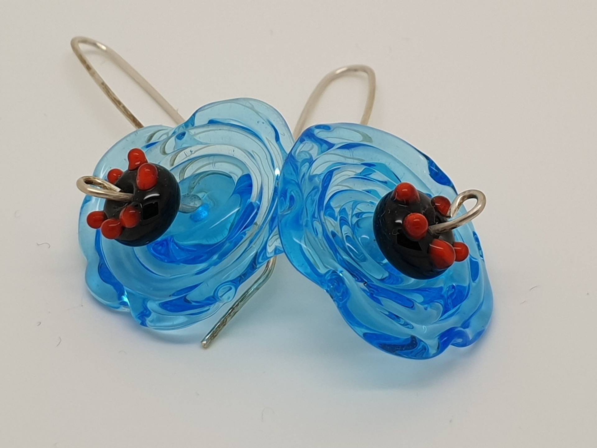 Lampwork Perlen Ohrringe/Murano Stil Glas Silberdraht von FeltAndBeadsBoutique