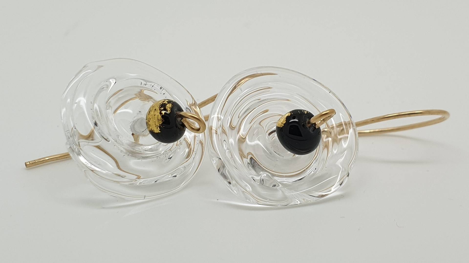 Lampwork Perlen Ohrringe/Ohrringe Murano Stil Glas Gold Gefüllt Draht von FeltAndBeadsBoutique