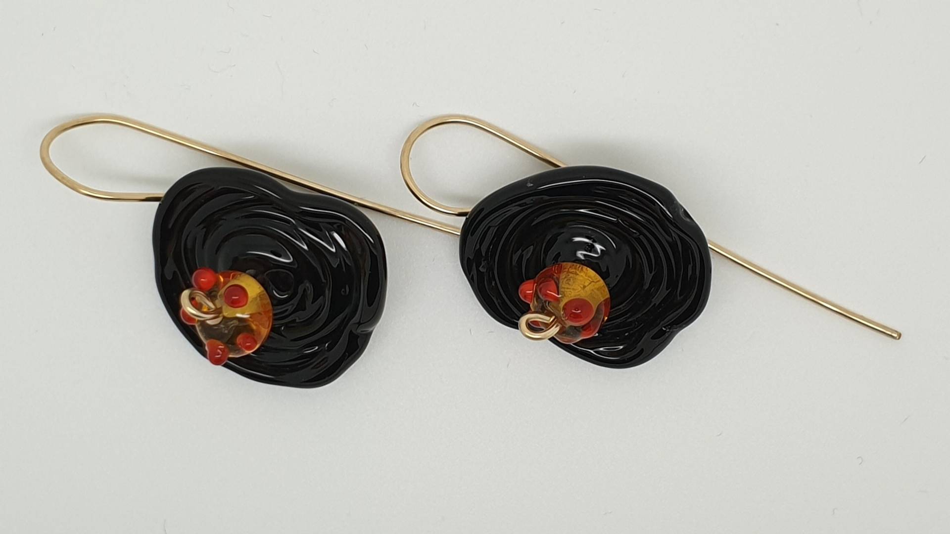 Lampwork Perlen Ohrringe/Ohrringe Murano Stil Glas Gold Gefüllt Draht von FeltAndBeadsBoutique