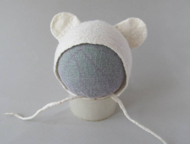 Gefilzter Neugeborenen Hut Photoprops Baby Weiß Bär Neugeborene Mädchen Jungenhut Filzhut Säugling Mütze Schiff Aus Polen von FeltFur