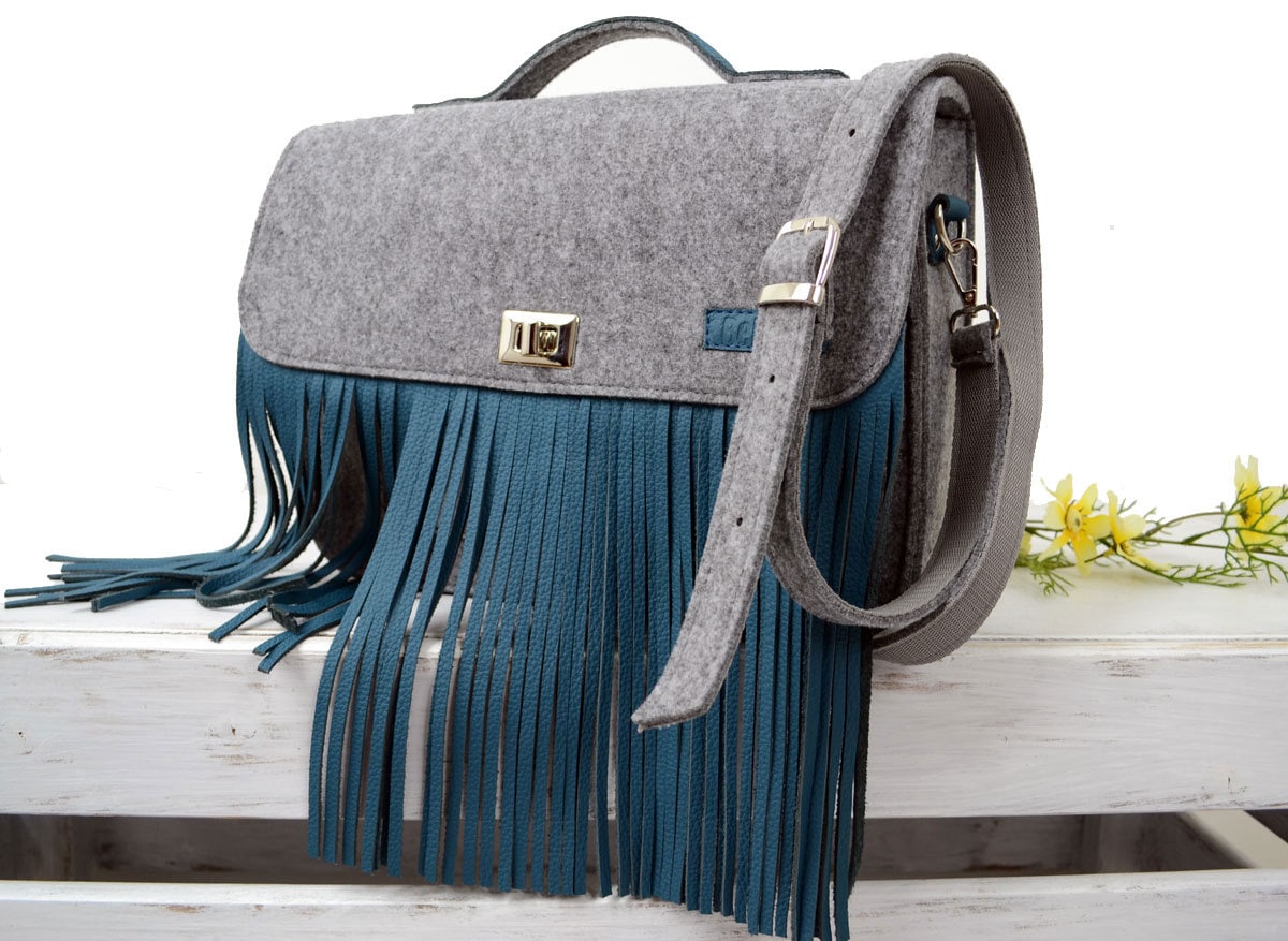 Filz Umhängetasche 13 Zoll Macbook Tasche Mit Lederfransen Filz Umhängetasche 13 Zoll Macbook Tasche Mit Lederfransen von FeltStudioDesign