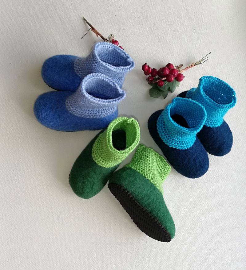 Gefilzte Babyschuhe Wolle Öko Winter Haus Stiefel | 12-18 Monate von FeltedArtDavilta