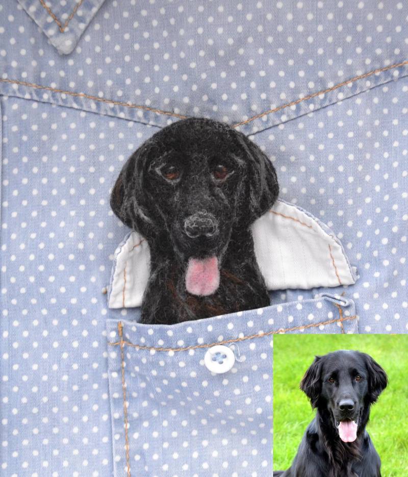 Gefilzte Hunde Brosche Nach Foto, Tierportrait Filz Anstecker Anstecknadel Filztasche Filzbrosche Filznadel von FeltedCloudsShop
