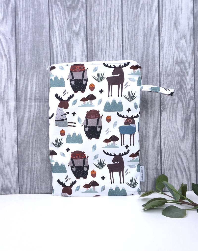 Wetbag, Große Nasstasche, Windeltasche, Inkontinenz Vorlagen - Bär Und Elch von FeludaraDesign