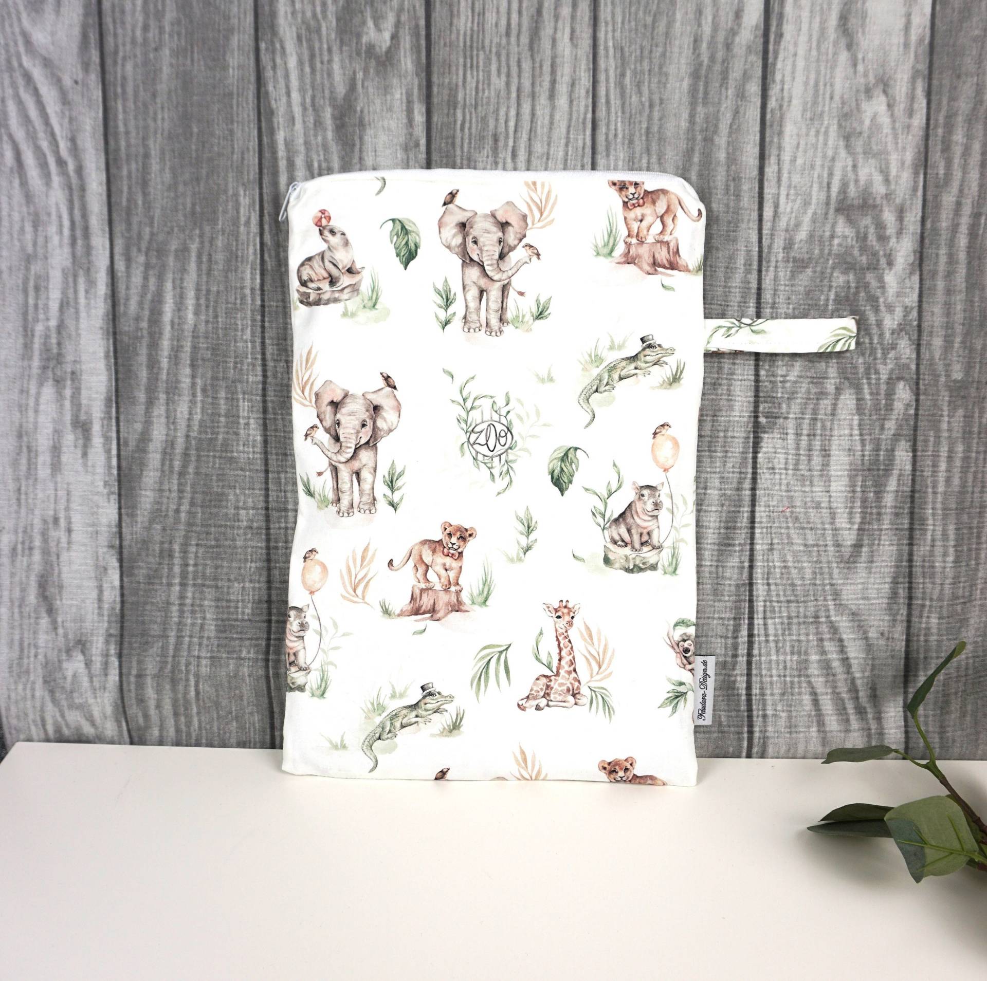 Wetbag in 2 Größen, Große Nasstasche, Windeltasche, Inkontinenz Vorlagen - Zoo von FeludaraDesign