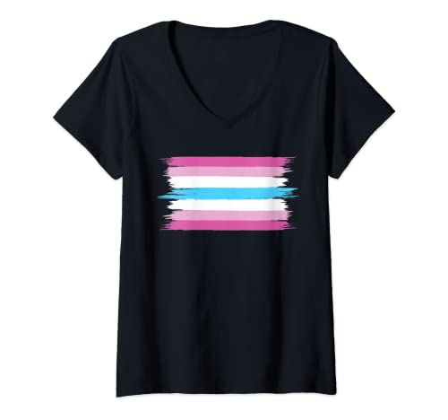 Damen Femboy Flag Trans Pride Flag Transgender T-Shirt mit V-Ausschnitt von Femboy Clothes & Transgender Trans Pride Clothing