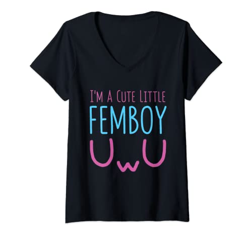 Damen I'm A Cute Little Femboy Aesthetic Sissy T-Shirt mit V-Ausschnitt von Femboy Clothes