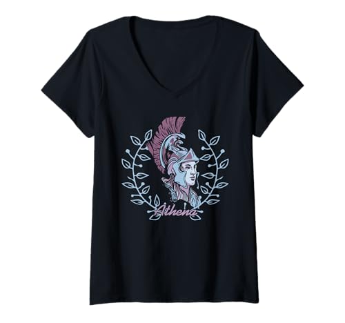 Damen Athena Griechische Kriegerin Göttin Weisheit T-Shirt mit V-Ausschnitt Damen Athena Griechische Kriegerin Göttin Weisheit T-Shirt mit V-Ausschnitt von Feminine Klassik Mythos Geschichte