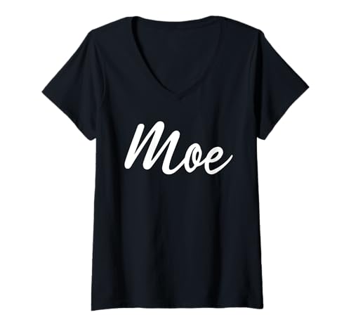 Damen Beautiful Handwritten Font Moe Calligraphy T-Shirt mit V-Ausschnitt von Feminine Moe Gift Ideas for Her