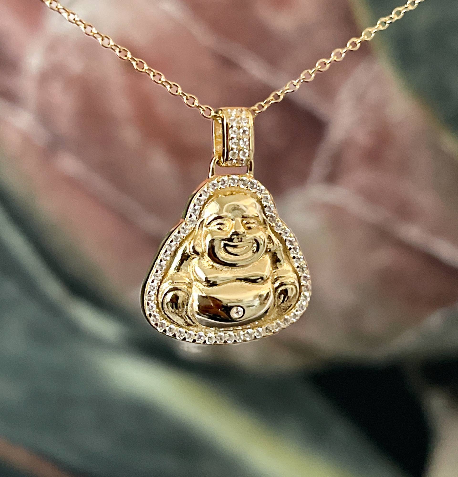 Gold Buddha Glückskette Cubic Zirkonia Anhänger, Figaro Kette Gold Buddha Glückskette Cubic Zirkonia Anhänger, Figaro Kette von FeminineDvnOfficial