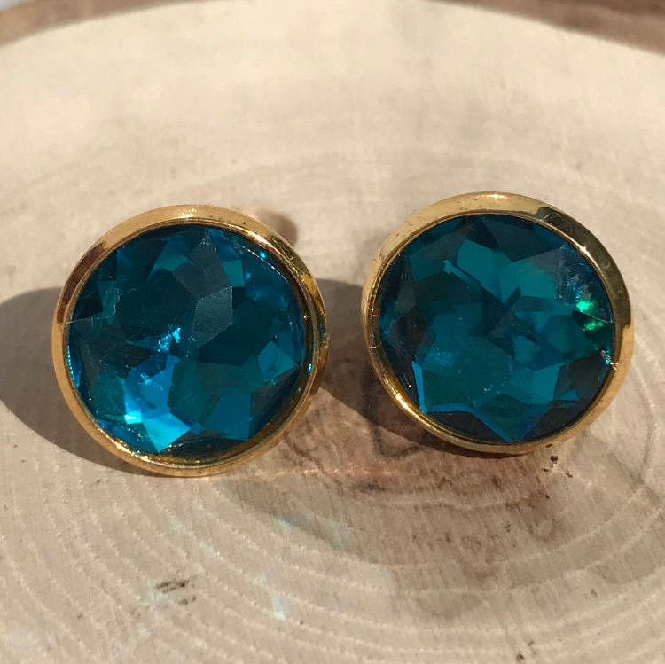 Blau, Türkis Und Gold Ohrstecker, Edelstein Faux Edelsteinohrringe von FeminineEdgeFinds