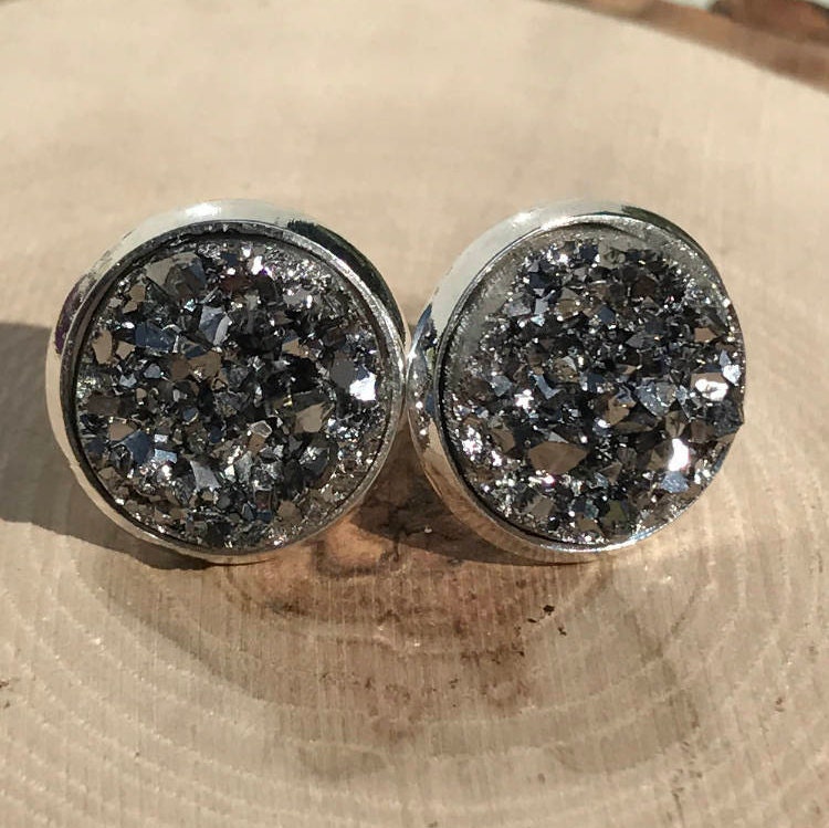 Glitzernde Druzy Rotguss Silber Auf Ohrstecker von FeminineEdgeFinds