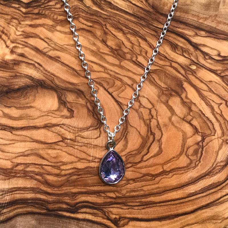 Lila Strass, Juni Birthstone, Birthday Kette, Faux Amethyst Halskette von FeminineEdgeFinds
