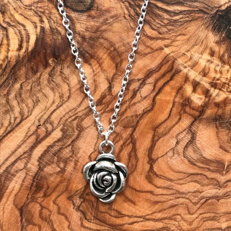 Rose Halskette, Silber Schmuck, Schönheit Und Das Tier Antike Blume von FeminineEdgeFinds