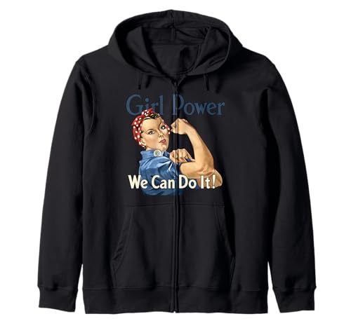 Girl Power We Can Do It Rosie Riverter Pin-Up-Kunst im Retro-Look Kapuzenjacke von Feminist Proud Women Power