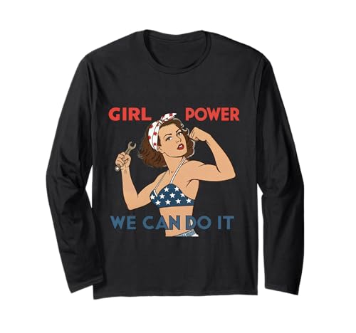 Girl Power We Can Do It Rosie Riverter Pin-Up-Kunst im Retro-Look Langarmshirt von Feminist Proud Women Power