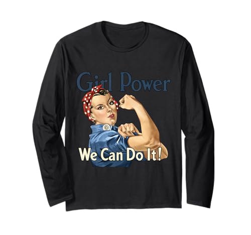 Girl Power We Can Do It Rosie Riverter Pin-Up-Kunst im Retro-Look Langarmshirt von Feminist Proud Women Power