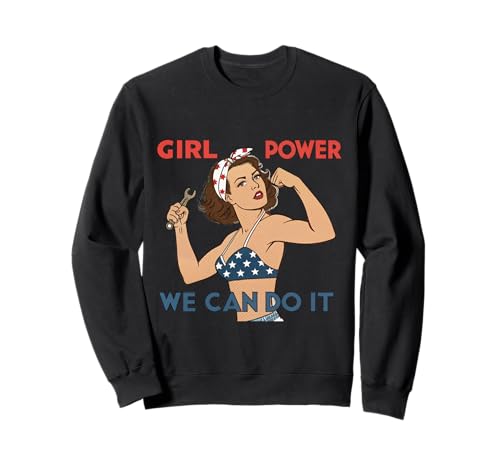 Girl Power We Can Do It Rosie Riverter Pin-Up-Kunst im Retro-Look Sweatshirt von Feminist Proud Women Power