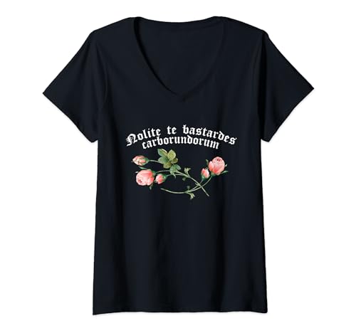 Damen Feministisches Zitat Nolite Te Bastardes Carborundorum Blume T-Shirt mit V-Ausschnitt von Feminist Quote Nolite Te Bastardes Carborundorum