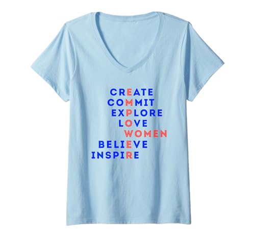 Damen Frauen Power Empowerment Design Empower Typografie T-Shirt mit V-Ausschnitt Damen Frauen Power Empowerment Design Empower Typografie T-Shirt mit V-Ausschnitt von Feministische Frauenrechte Empowerment Kleidung