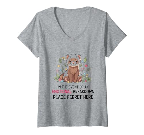 Damen Emotional Breakdown Frettchen Lustiger Tierliebhaber Haustierbesitzer T-Shirt mit V-Ausschnitt Damen Emotional Breakdown Frettchen Lustiger Tierliebhaber Haustierbesitzer T-Shirt mit V-Ausschnitt von Femiona Designs - Funny Ferret Lover Apparel Co.