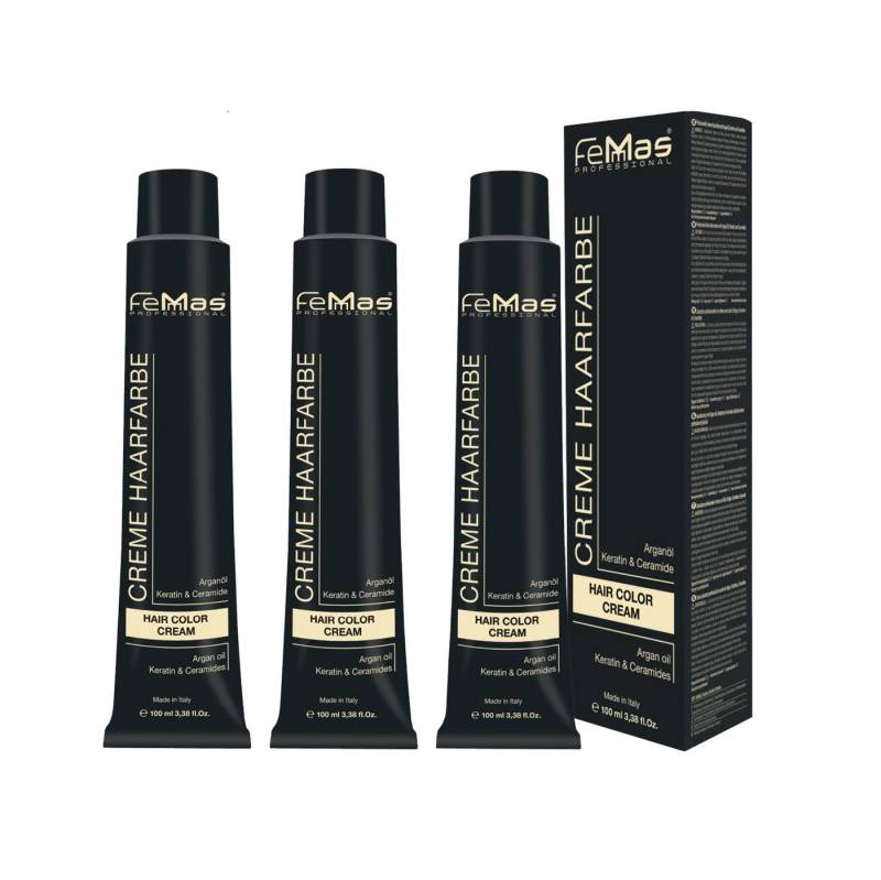 Femmas Premium Haarfarbe FemMas Haarfarbe mit Arganöl professionelle Coloration 3 x 100ml von Femmas Premium