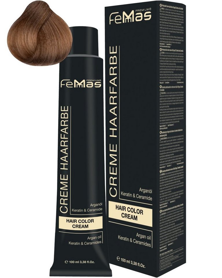 Femmas Premium Haarfarbe FemMas Hair Color Cream 100ml Haarfarbe Hellblond Gold 8.3 von Femmas Premium