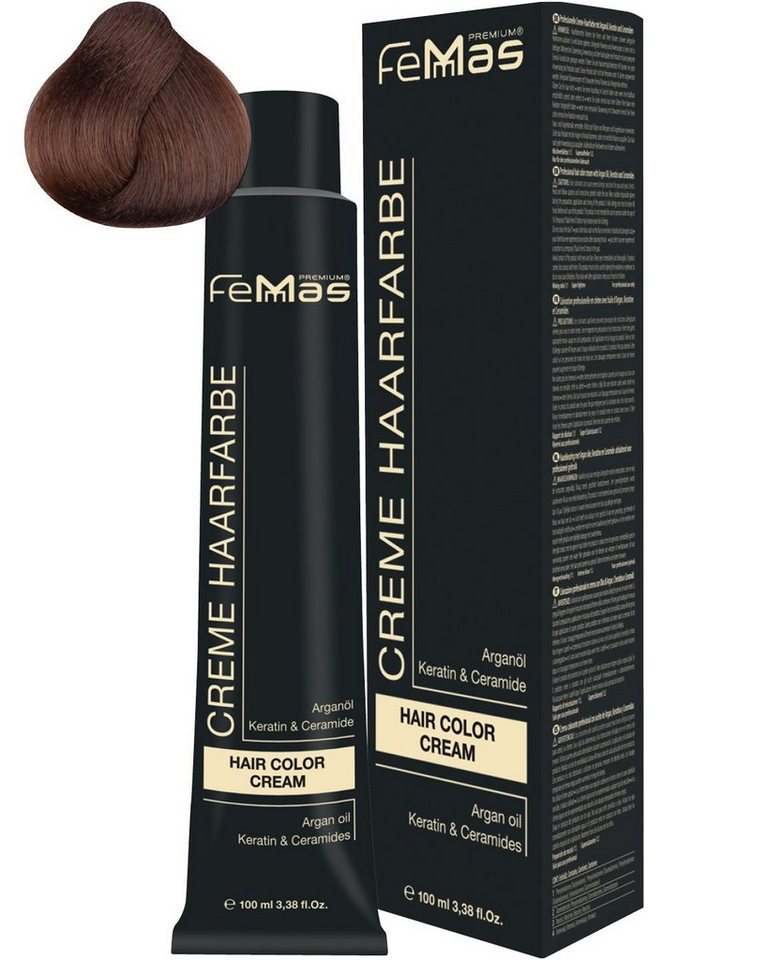 Femmas Premium Haarfarbe FemMas Hair Color Cream 100ml Haarfarbe Mittelblond Amber Gold 7.83 von Femmas Premium